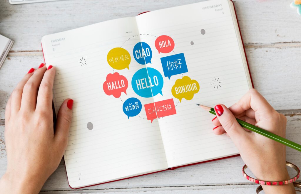 Hallo in verschiedenen Sprachen auf einem Kalender: Mein Einstieg in meinen Blog als Übersetzerin